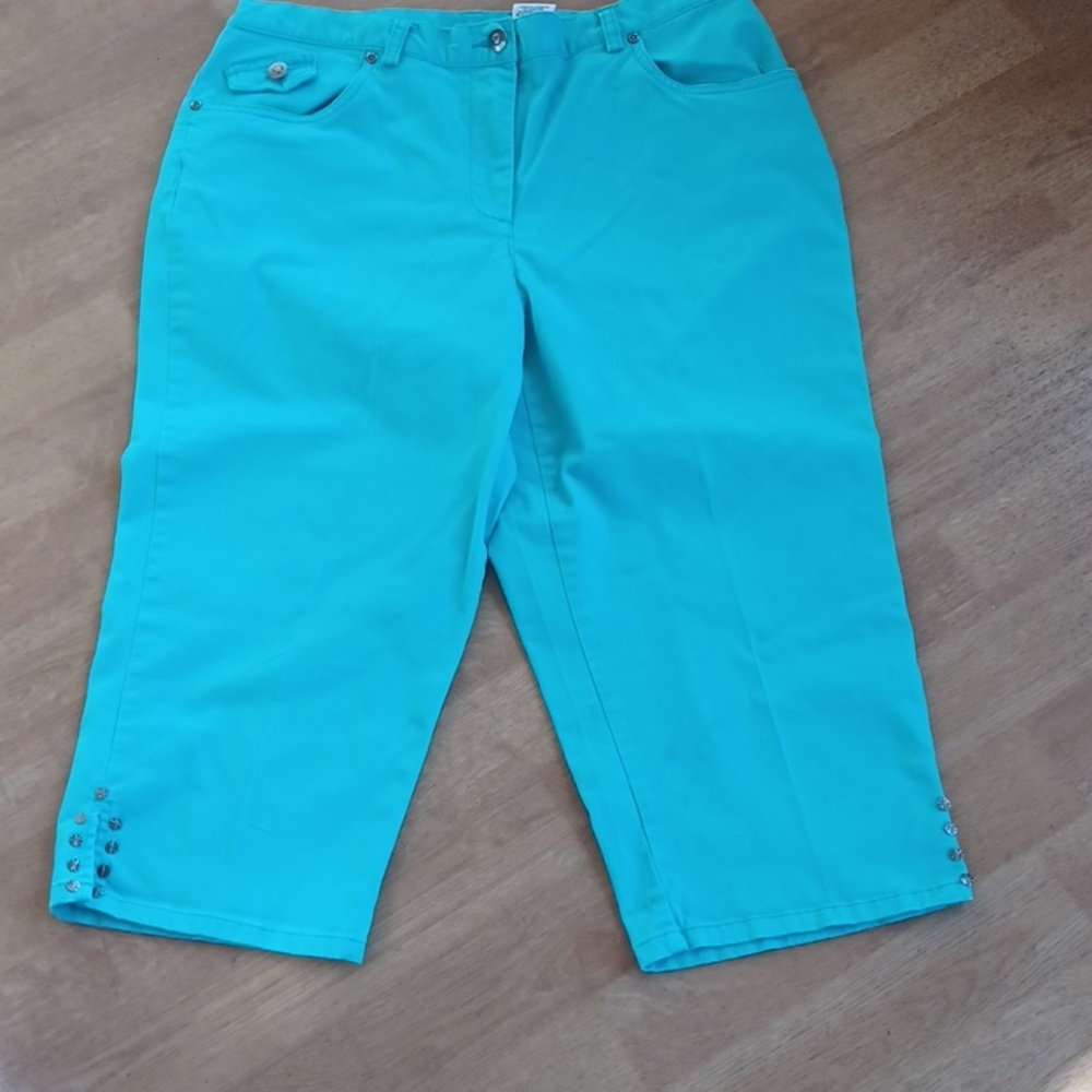 Ruby Rd Favorites Capris 2 Pair Orange , Aqua Women's Size 12 - Picture 4 of 8